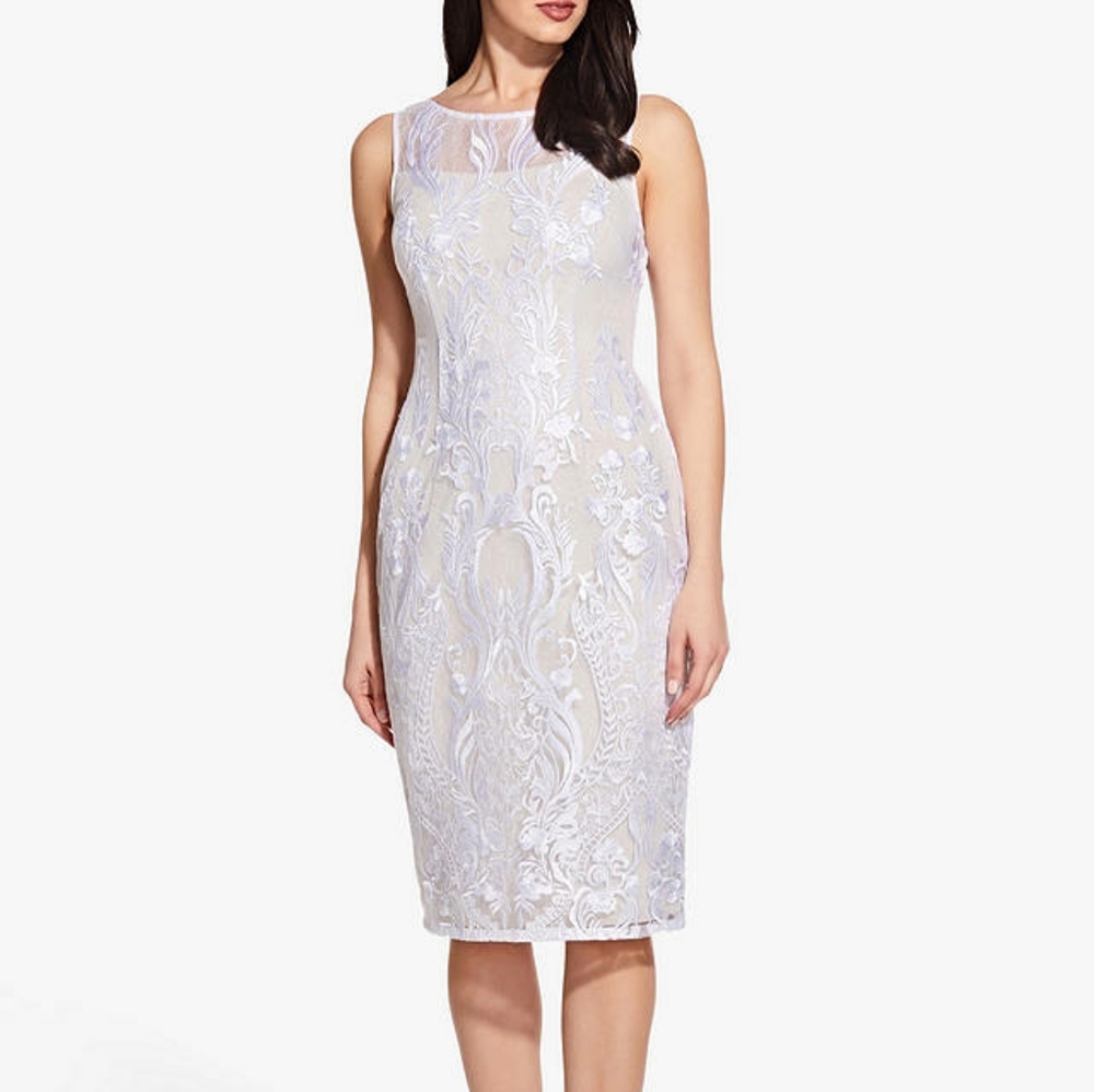 Adrianna Papell Illusion Embroidered Chantilly